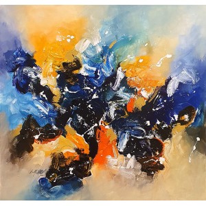 S. M. Naqvi, 36 x 36 Inch, Acrylic on Canvas, Abstract Painting, AC-SMN-145